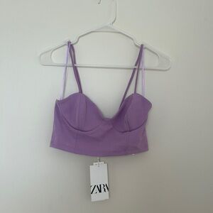 NWT Zara Strap Crop Top | Lilac | Size S